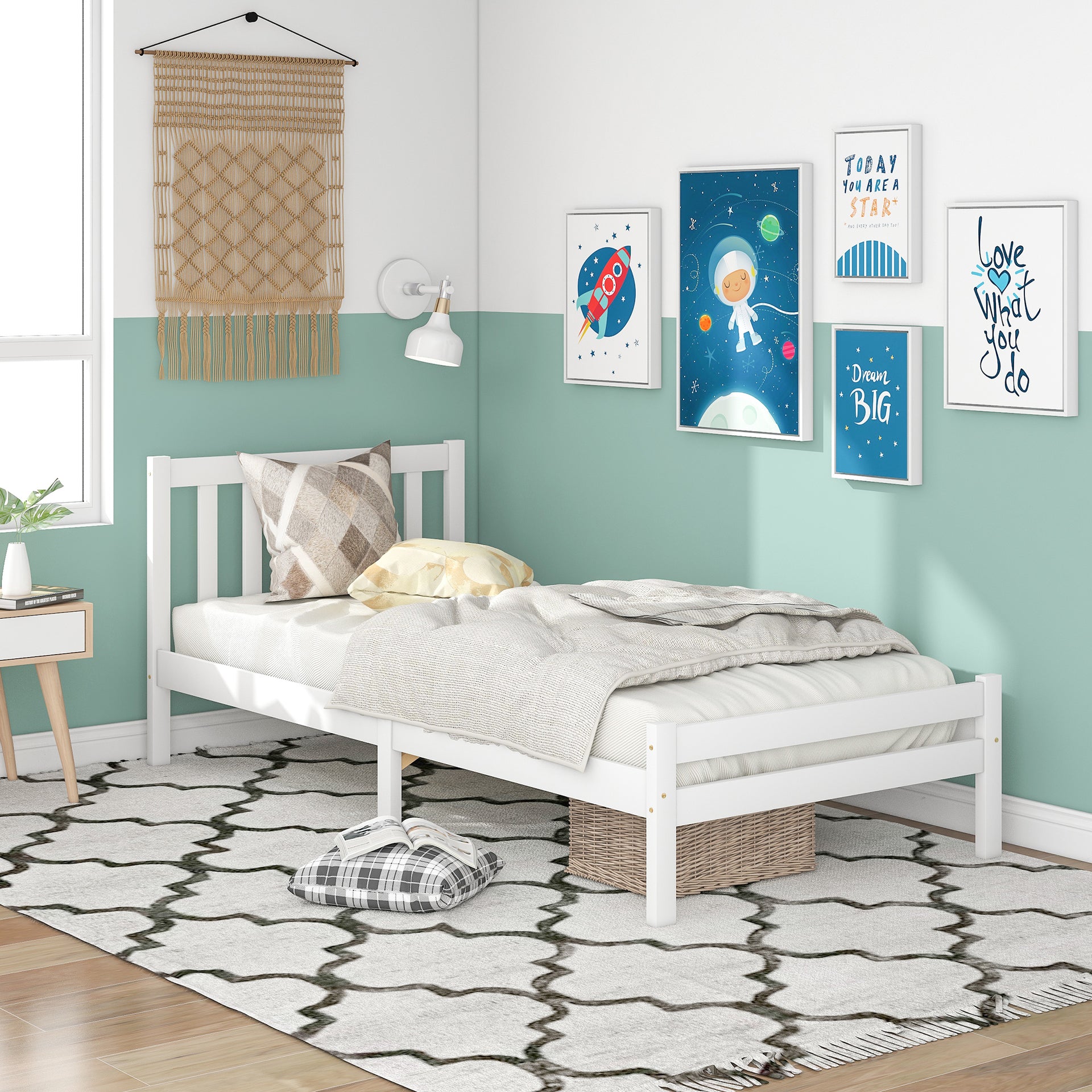 Wooden Bed Frame, Single Bed 3ft Solid Wooden Bed Frame, Bedroom