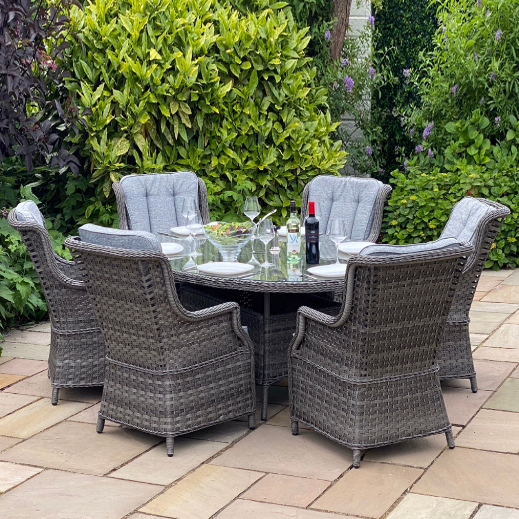 Rattan Garden Furniture Grey Oval Table Mercer Amalfi High Back