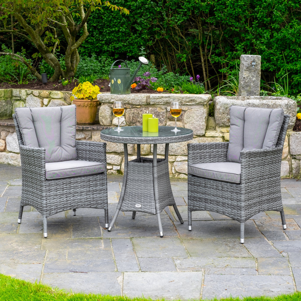 Cuba Seat Set with 70cm Round Table Bistro (Light Grey) – Rathwood